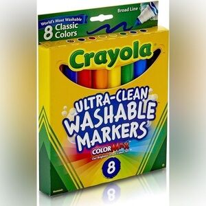Crayola Ultra-Clean Washable Markers, Broad Line, 8 Count.   PACK OF 6
